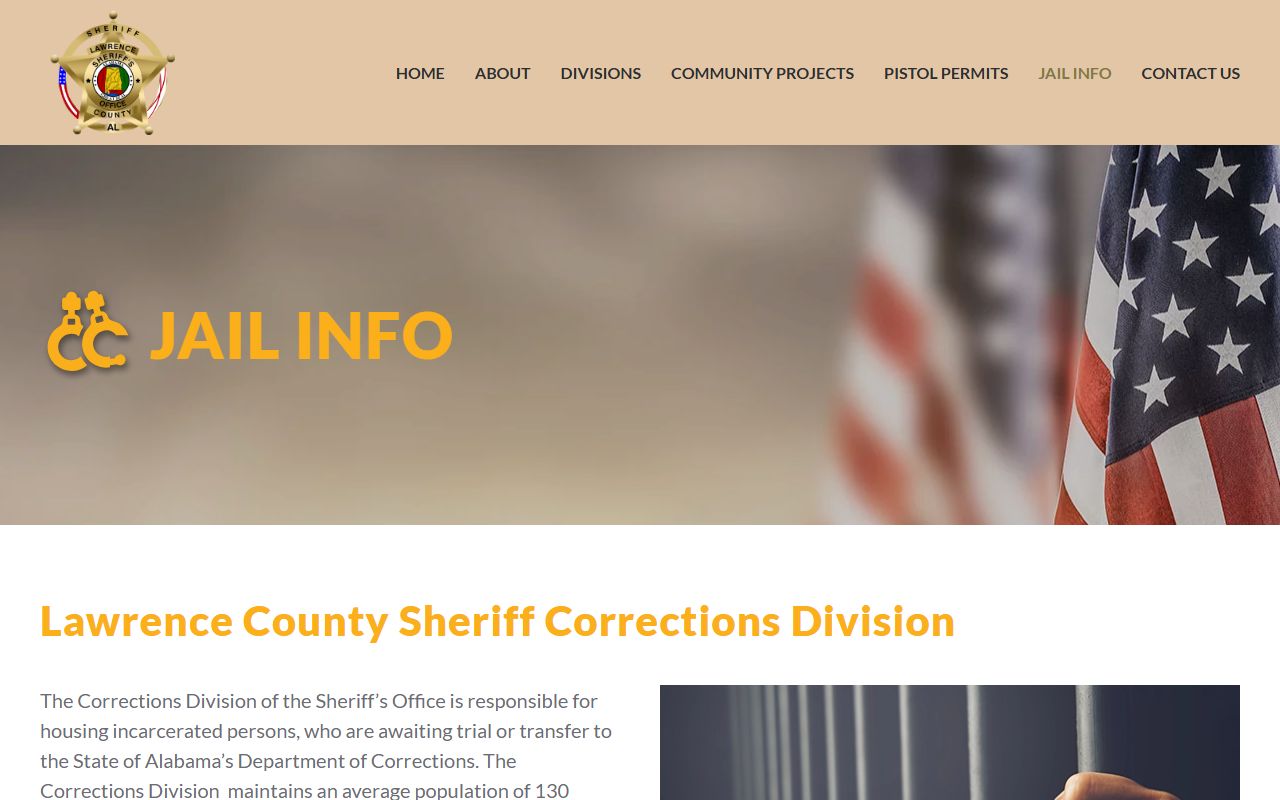 Lawrence County jail information page for inmate population and jail programs